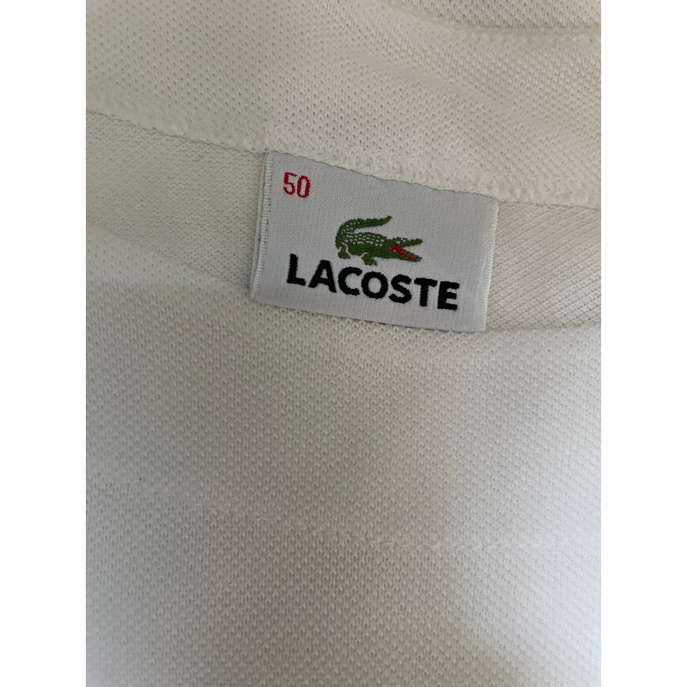 Lacoste Womens White Pique Knit Scoop Neck Short Sleeve T-Shirt Logo US XL EU 50 - Picture 8 of 8